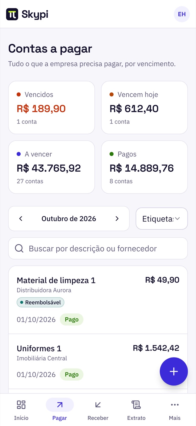 Contas a pagar no celular